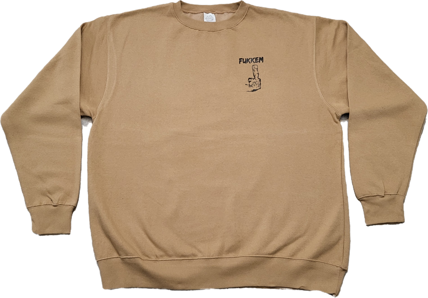 Peanut Butter/Black Middle Finger Crewneck Sweatshirt