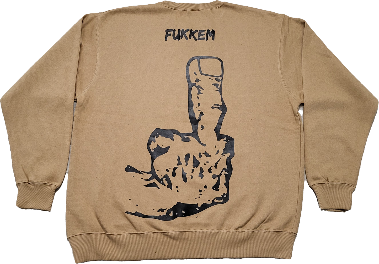 Peanut Butter/Black Middle Finger Crewneck Sweatshirt
