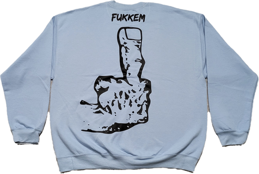 Light Blue/Black Middle Finger Crewneck Sweatshirt