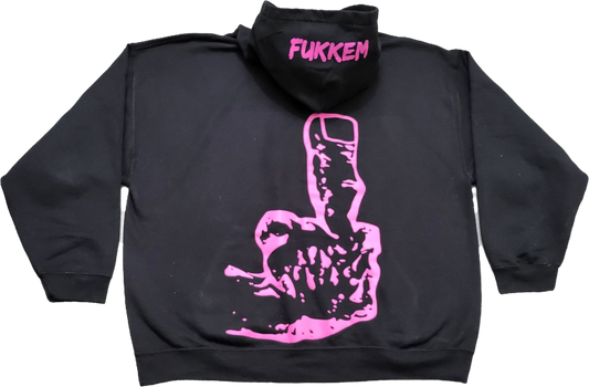 Black/Pink Middle Finger Hoodie